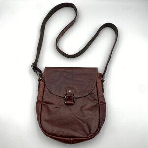 Jack Georges Dark Brown Leather Crossbody Bag Rustic Cowboy Rodeo Purse Boho 9"